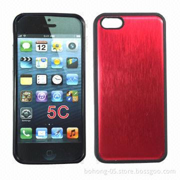 Case for iPhone 5C, Made of TPU and Metal, TPU Hardware Tablets Affixed Drawing Lines